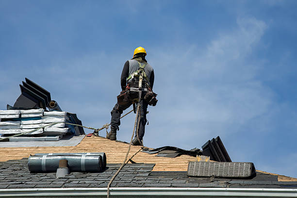Professional Gutter Installation technician working in Clements, CA